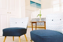 handmade blue white chairs